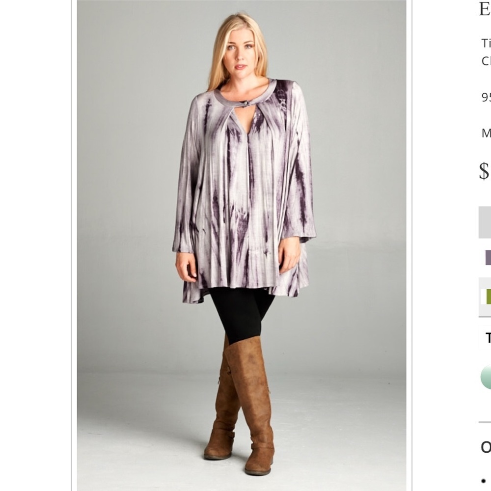 2X Mauve Tye Dye Plus Size Blouse Top Long Sleeve